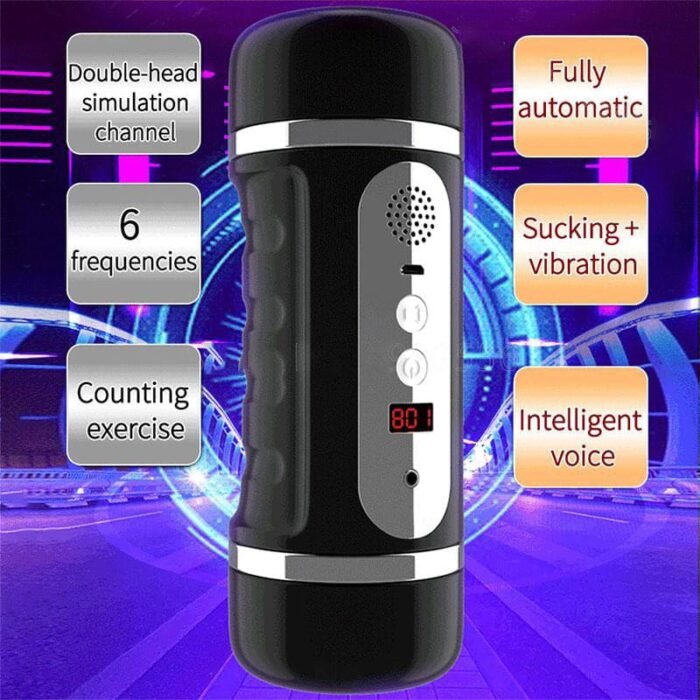 Lovesvibe Doppelkanal Masturbator für Männer mit 6 Vibrations- und Saugmodi Pocket Pussy 3D Male Stroker