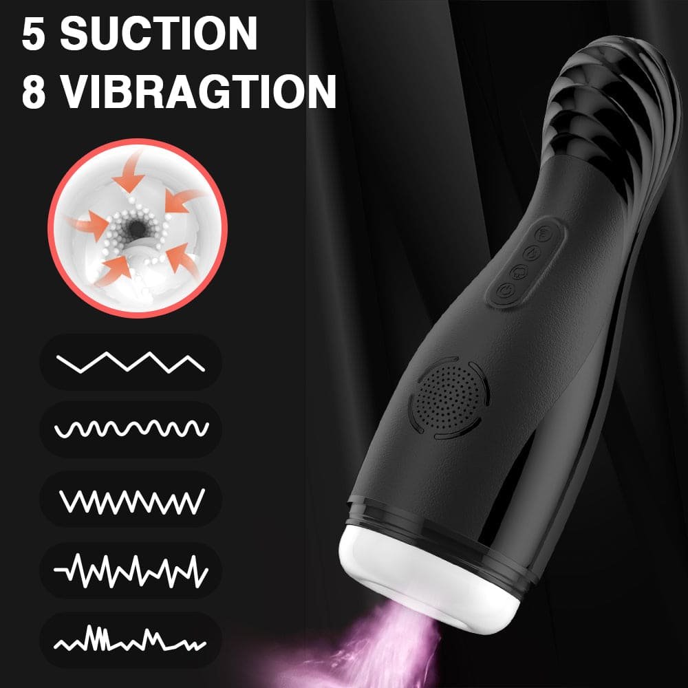 Lovesvibe Elektrischer Masturbator mit 8 Vibrationen, 5 Saug- und Heizfunktionen, Oralsex Sexspielzeug Männer