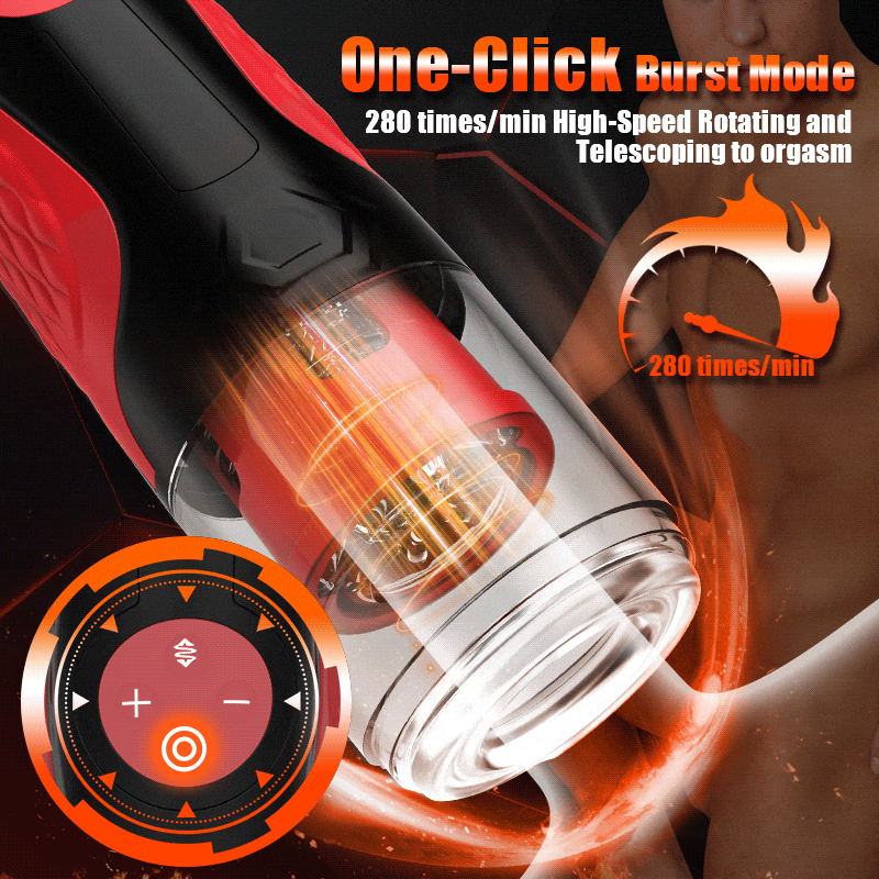 Lovesvibe Intelligenter, um 360° Drehbarer Masturbator Männer, 3,5 cm extra lange Reichweite, stoßende Penispumpe