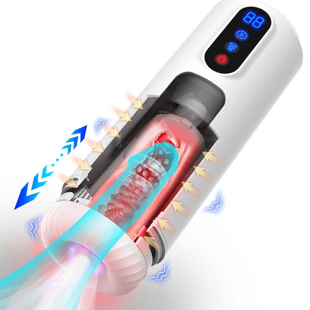 Lovesvibe Masturbator mit 9 Vibrationsrotationen und Stoß-Stroker für Vibrator für Männer Max Jet Cup