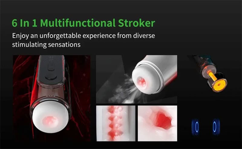 Lovesvibe Masturbieren für Männer mit 6 Vibrations- und 4 Saugfunktionen, Heizung, LCD-Display Sexspielzeug für Männer