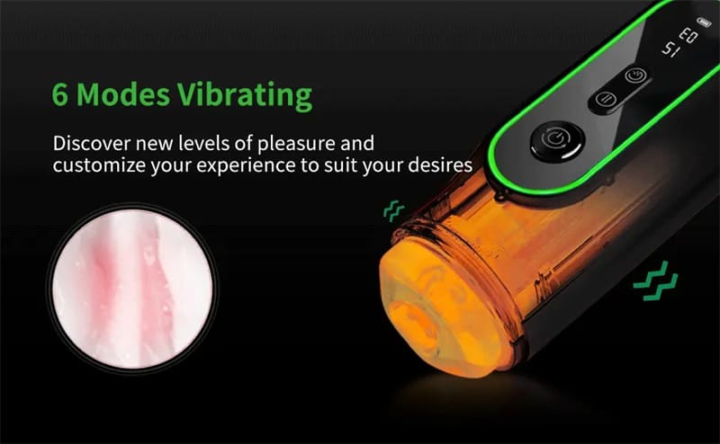 Lovesvibe Masturbieren für Männer mit 6 Vibrations- und 4 Saugfunktionen, Heizung, LCD-Display Sexspielzeug für Männer
