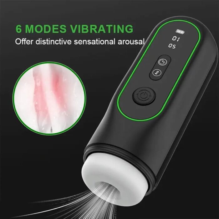 Lovesvibe Masturbieren für Männer mit 6 Vibrations- und 4 Saugfunktionen, Heizung, LCD-Display Sexspielzeug für Männer