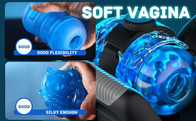 Lovesvibe Thrusting Cannon King Masturbator mit 12 cm teleskopischem superlanger automatischer Masturbator mit Griff