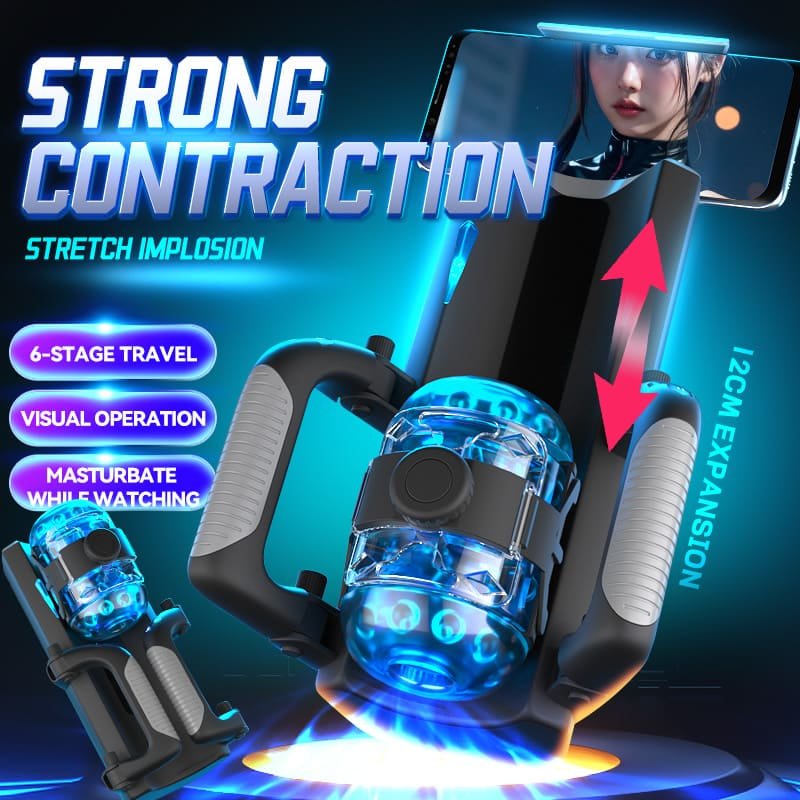 Lovesvibe Thrusting Cannon King Masturbator mit 12 cm teleskopischem superlanger automatischer Masturbator mit Griff