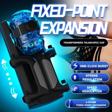 Lovesvibe Thrusting Cannon King Masturbator mit 12 cm teleskopischem superlanger automatischer Masturbator mit Griff
