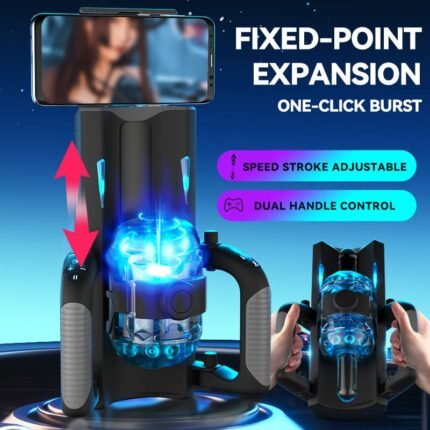 Lovesvibe Thrusting Cannon King Masturbator mit 12 cm teleskopischem superlanger automatischer Masturbator mit Griff