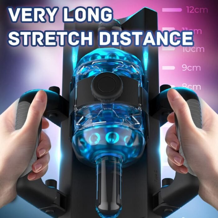 Lovesvibe Thrusting Cannon King Masturbator mit 12 cm teleskopischem superlanger automatischer Masturbator mit Griff
