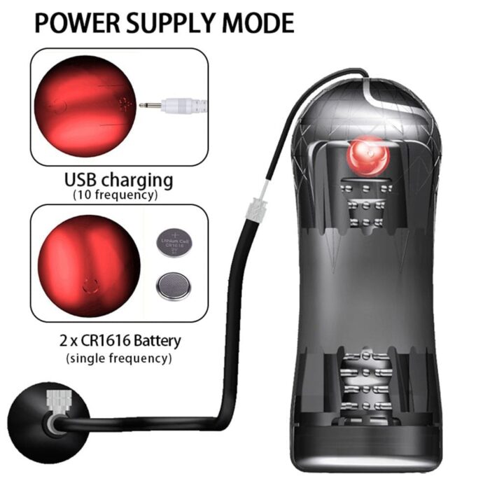 Luftdruck Elektrischer Masturbator Cup mit 10 Vibrations Saugmodi Weicher TPE-Vakuumkanal Sexspielzeug für Männer