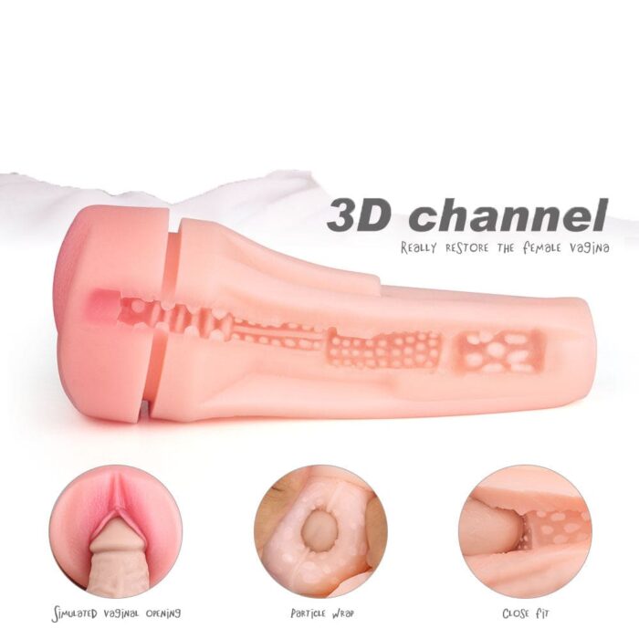Manueller Saug-Extrusions Masturbator für Männer mit realistischer 3D-Textur & Weicher TPE-Kanal-Taschenmuschi