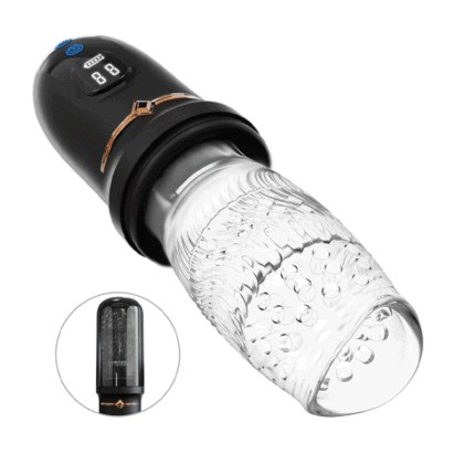 Masturbieren für Männer mit 10 Vibrationen 5 Teleskoprotationen, LED-Anzeige Weicher TPE-Kanal Solo Paare Masturbatoren