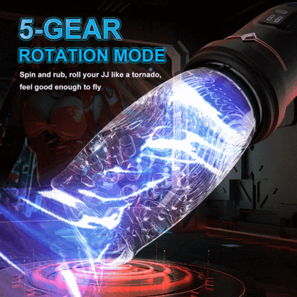 Masturbieren für Männer mit 10 Vibrationen 5 Teleskoprotationen, LED-Anzeige Weicher TPE-Kanal Solo Paare Masturbatoren – Bild 5