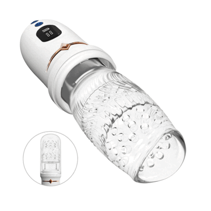 Masturbieren für Männer mit 10 Vibrationen 5 Teleskoprotationen, LED-Anzeige Weicher TPE-Kanal Solo Paare Masturbatoren – Bild 9