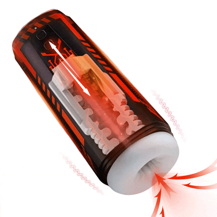Mech Warrior 10 Vibration 5 Stoßmasturbator mit 3D-Struktur, 360°-Rotation Blowjob Toy