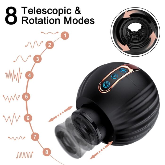 Pumpkin Bomb Automatischer Masturbator mit 8 Teleskop- und Rotationsmodi Penis Masturbator
