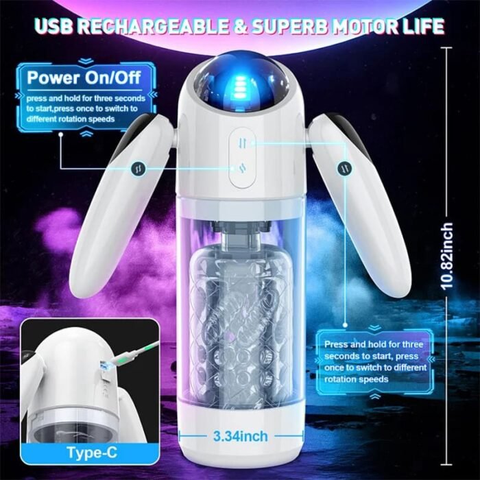 Roboter Masturbator für Männer mit automatischer Steuerung 7 Stoßmodi 4 Rotationsmodi Stimme Hand-Penis Pussy Sex Toys