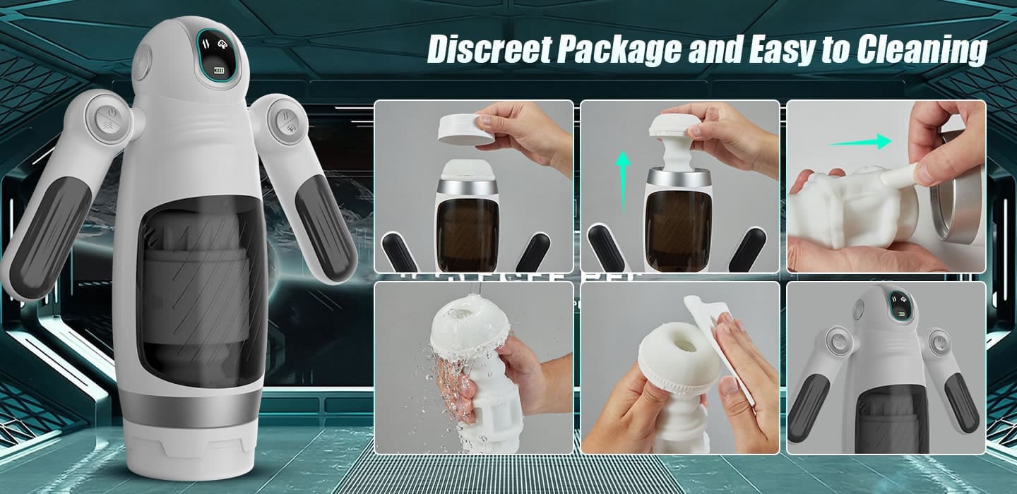 Roboterförmiger Masturbator Sextoy für Männer mit 12 Vibrationen 7 Stoß & Griffdesign Saug Masturbator