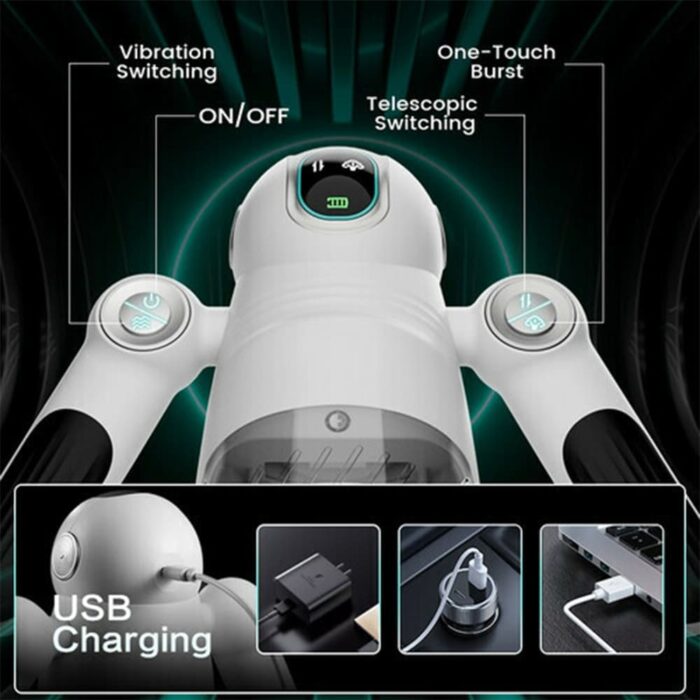Roboterförmiger Masturbator Sextoy für Männer mit 12 Vibrationen 7 Stoß & Griffdesign Saug Masturbator