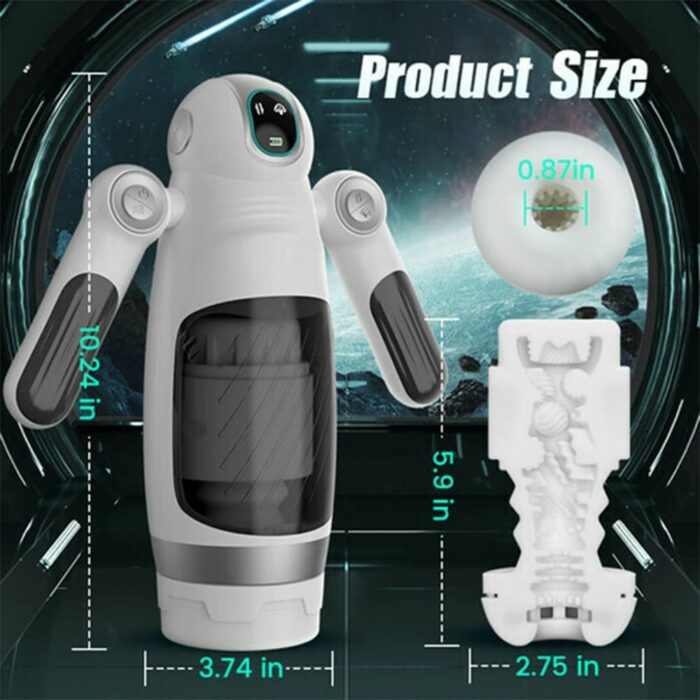 Roboterförmiger Masturbator Sextoy für Männer mit 12 Vibrationen 7 Stoß & Griffdesign Saug Masturbator