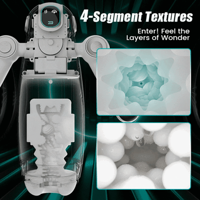 Roboterförmiger Masturbator Sextoy für Männer mit 12 Vibrationen 7 Stoß & Griffdesign Saug Masturbator