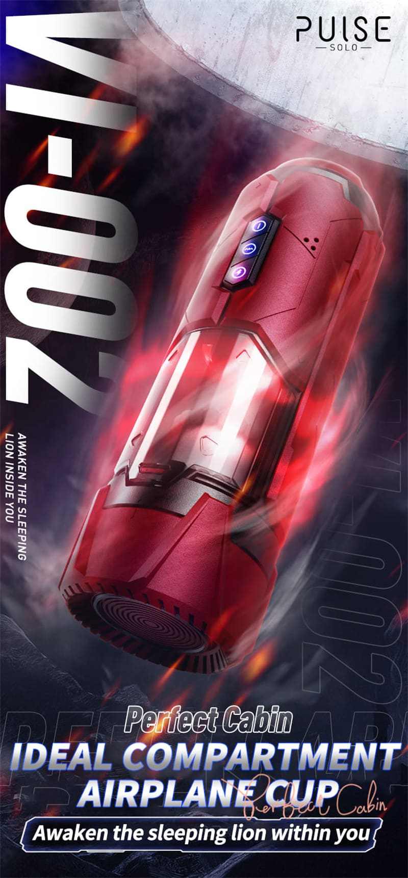 VI-002 Perfevt Cabin Elektrischer Masturbator mit Penisring - 7 Vibration Stoßmodi Masturbieren für Männer