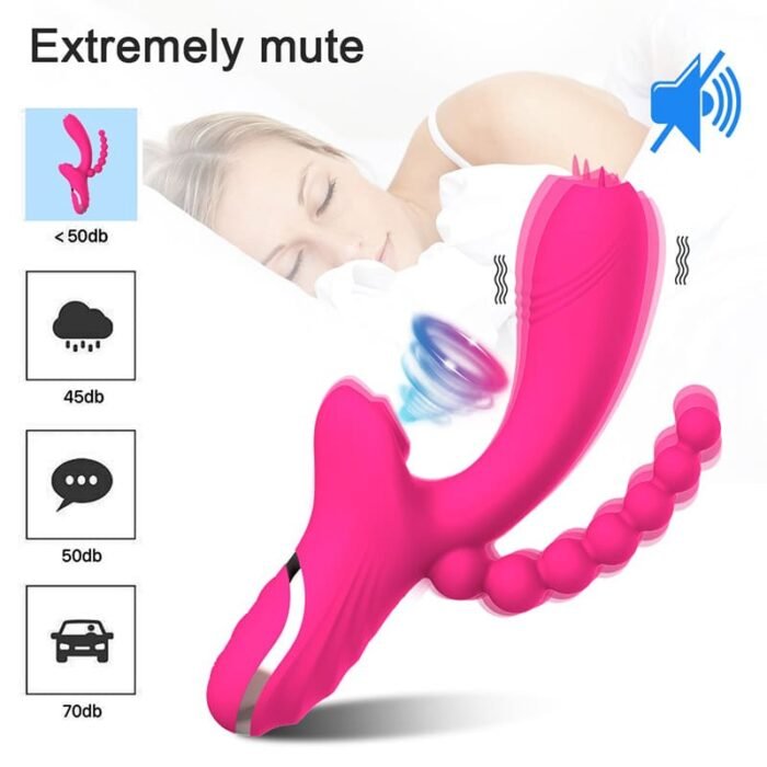 3-in-1 G-Punkt Vibrator mit 10 Vibrations & Lutschenmodi Vibration für Frauen mit Klitoris Sauger & Analkugeln