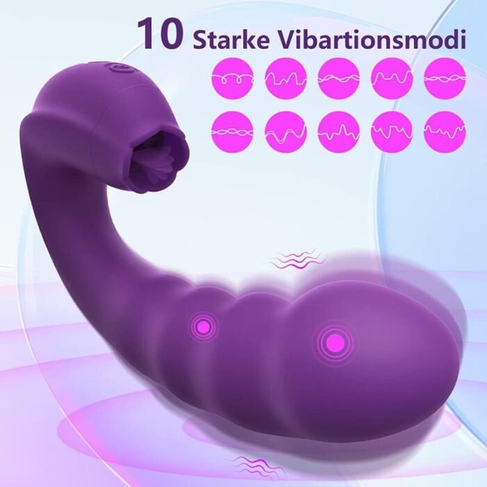 3 in 1 G-Punkt Vibration für Frauen & Zungenvibrator mit 10 Zungenlecken 10 Vibrationmodi