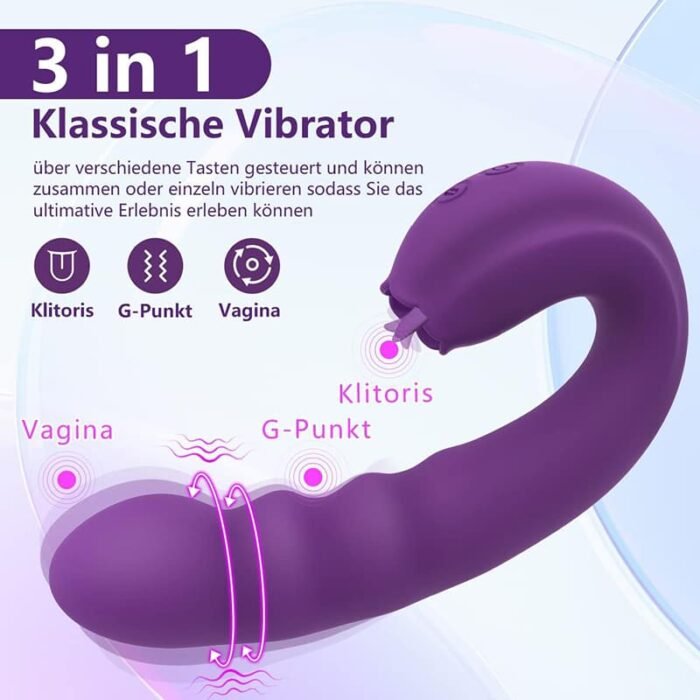 3 in 1 G-Punkt Vibration für Frauen & Zungenvibrator mit 10 Zungenlecken 10 Vibrationmodi