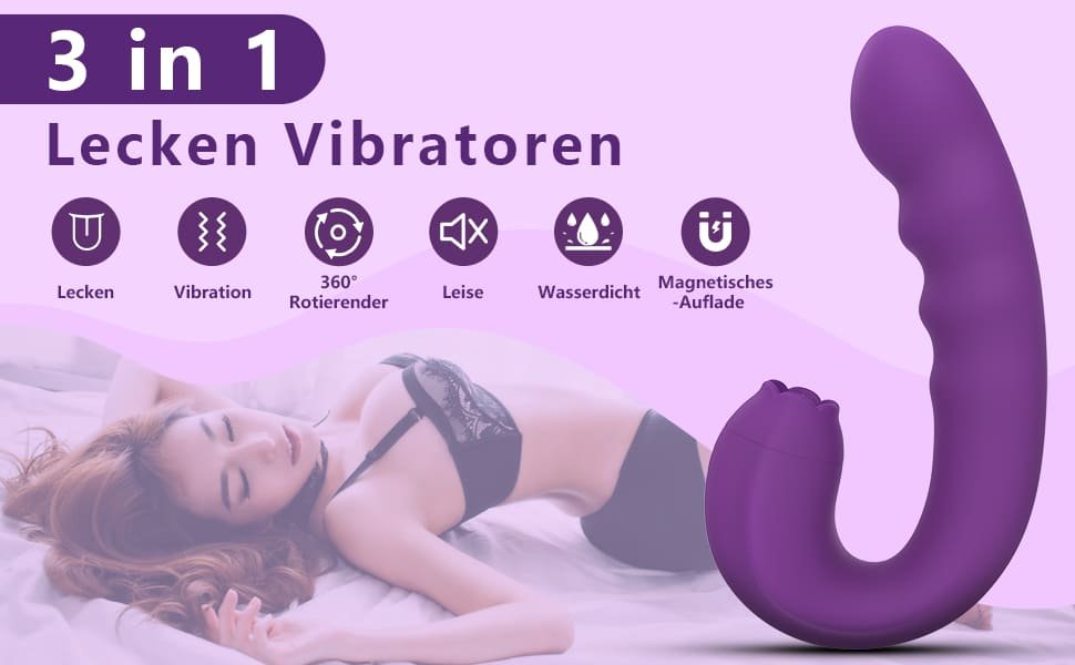 3 in 1 G-Punkt Vibration für Frauen & Zungenvibrator mit 10 Zungenlecken 10 Vibrationmodi