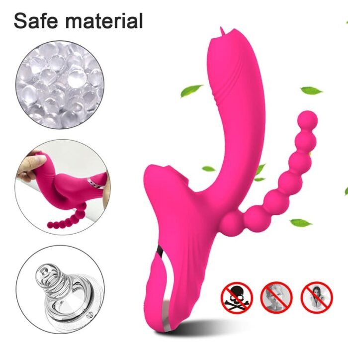 3-in-1 G-Punkt Vibrator mit 10 Vibrations & Lutschenmodi Vibration für Frauen mit Klitoris Sauger & Analkugeln