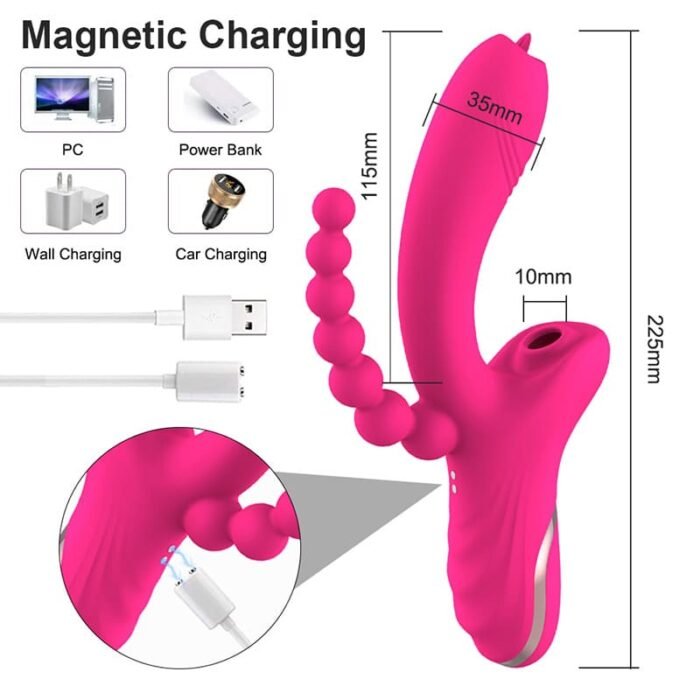 3-in-1 G-Punkt Vibrator mit 10 Vibrations & Lutschenmodi Vibration für Frauen mit Klitoris Sauger & Analkugeln
