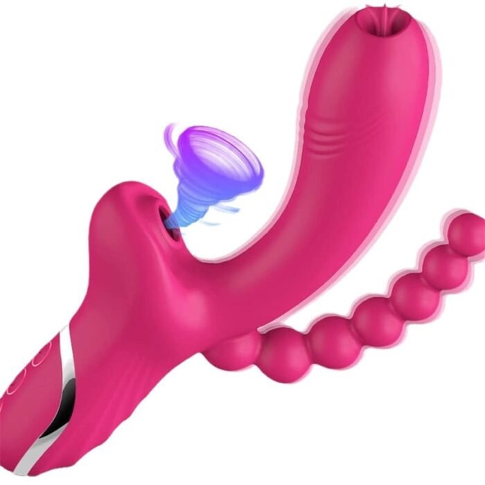 3-in-1 G-Punkt Vibrator mit 10 Vibrations & Lutschenmodi Vibration für Frauen mit Klitoris Sauger & Analkugeln