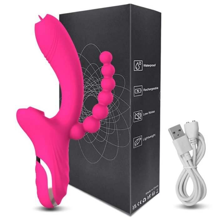 3-in-1 G-Punkt Vibrator mit 10 Vibrations & Lutschenmodi Vibration für Frauen mit Klitoris Sauger & Analkugeln