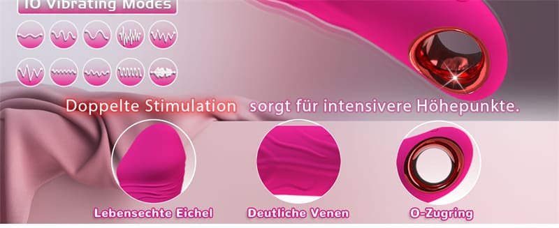 Dildo Vibrator Stoßfunktion 10 Vibrationen & 3 Stöße Sex Spielzeug für die Paare, 2 in 1 G Punkt Vibration für Frauen