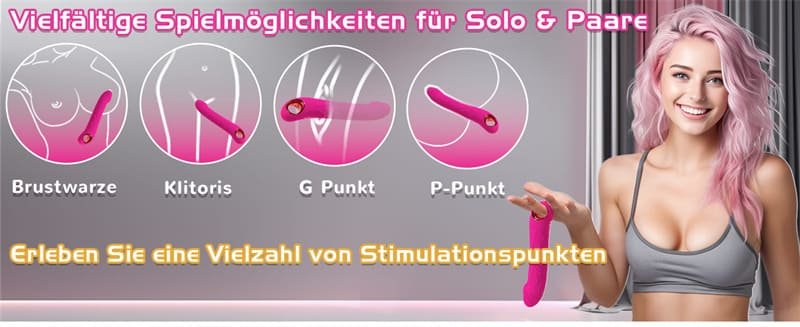 Dildo Vibrator Stoßfunktion 10 Vibrationen & 3 Stöße Sex Spielzeug für die Paare, 2 in 1 G Punkt Vibration für Frauen
