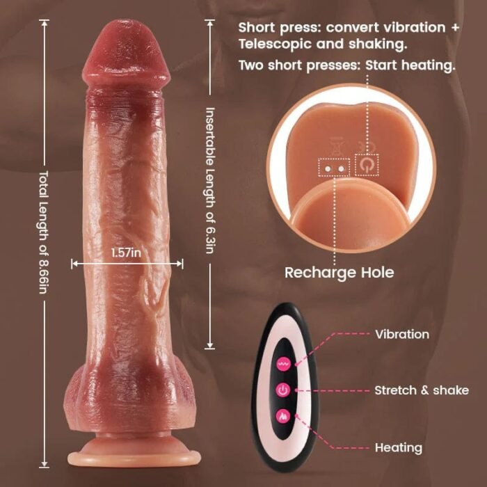 Dildo Vibrator für die Frauen, 9 Teleskop & Vibrationen 42 ℃ beheizbarer 22cm XXL Dildo mit Fernbedienung