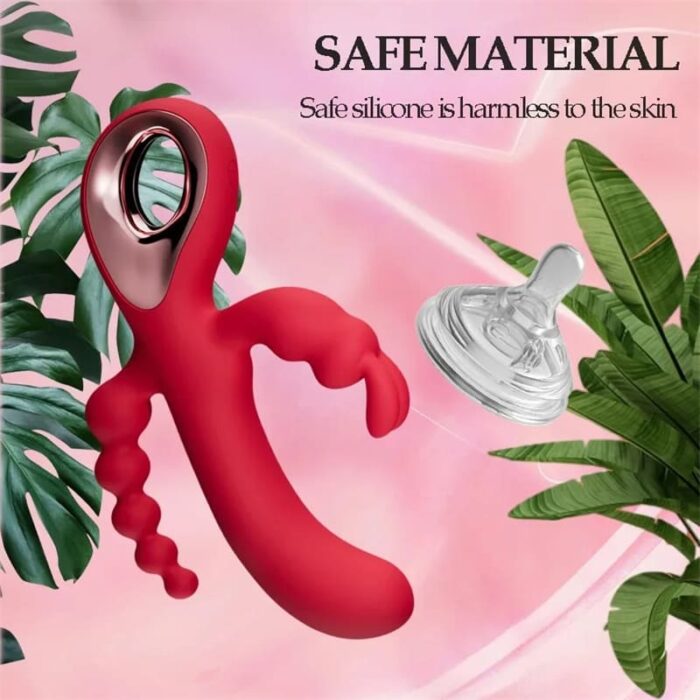 Lovesvibe 3-in-1 Rabbit Vibrator, 10 Vibrationsmodi G Punkt Vibratoren für Frauen Dildo Vibrator mit Analkugeln
