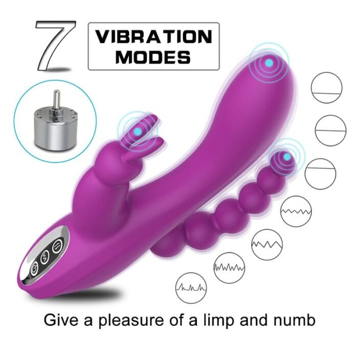 Lovesvibe 3-in-1 Rabbit Vibrator für Frauen mit 7 Vibrationsmodi G-Punkt Vibrator mit Analkugeln