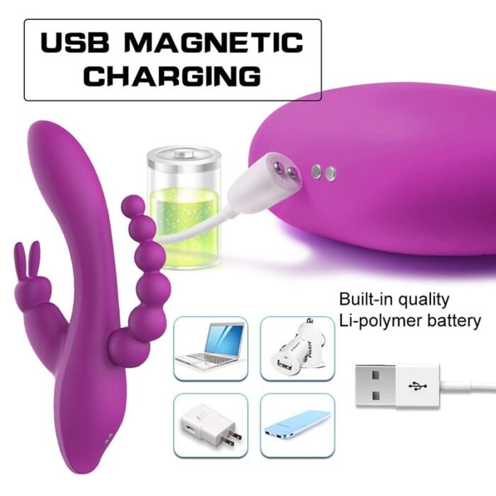 Lovesvibe 3-in-1 Rabbit Vibrator für Frauen mit 7 Vibrationsmodi G-Punkt Vibrator mit Analkugeln