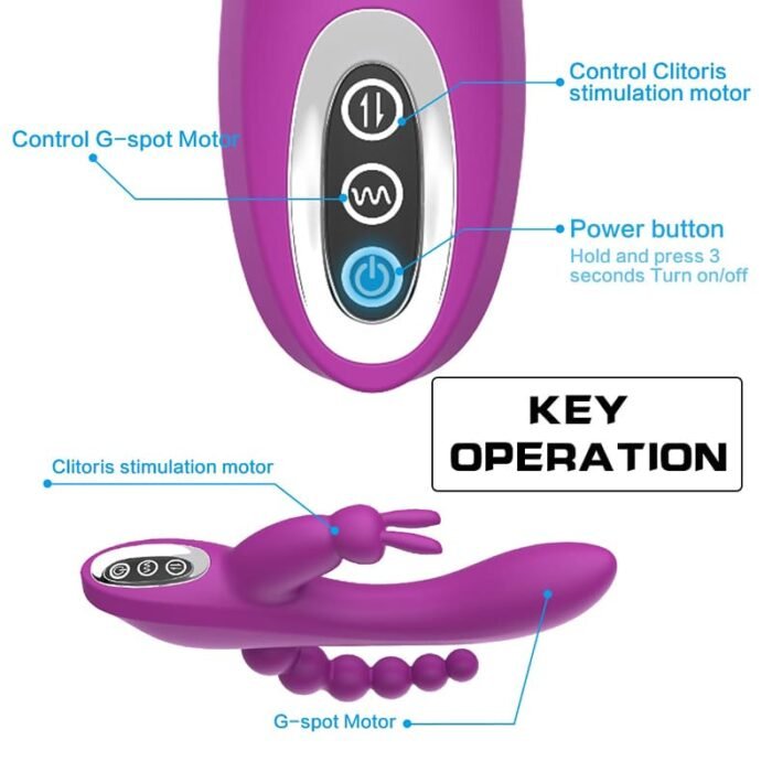 Lovesvibe 3-in-1 Rabbit Vibrator für Frauen mit 7 Vibrationsmodi G-Punkt Vibrator mit Analkugeln