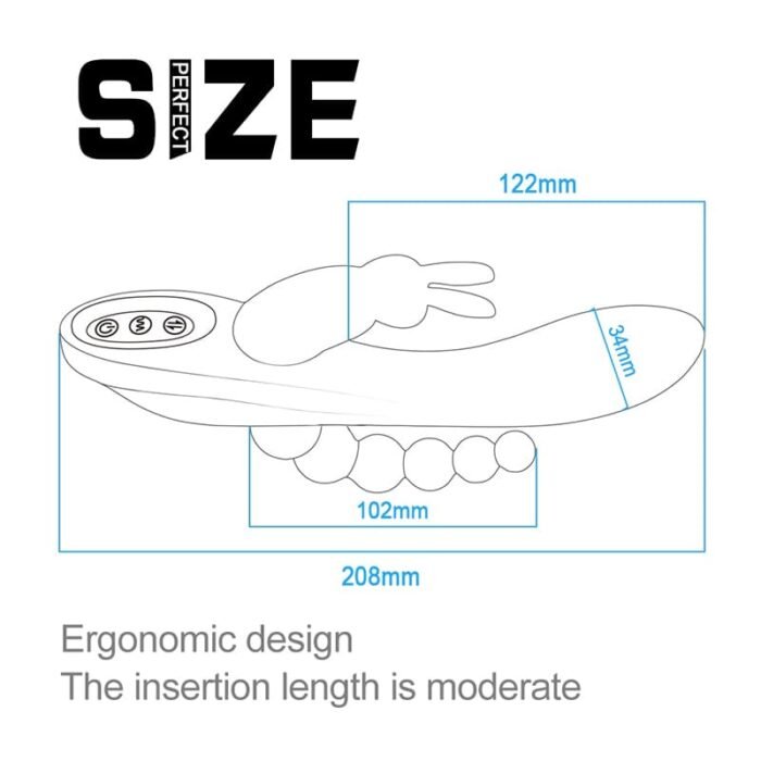 Lovesvibe 3-in-1 Rabbit Vibrator für Frauen mit 7 Vibrationsmodi G-Punkt Vibrator mit Analkugeln