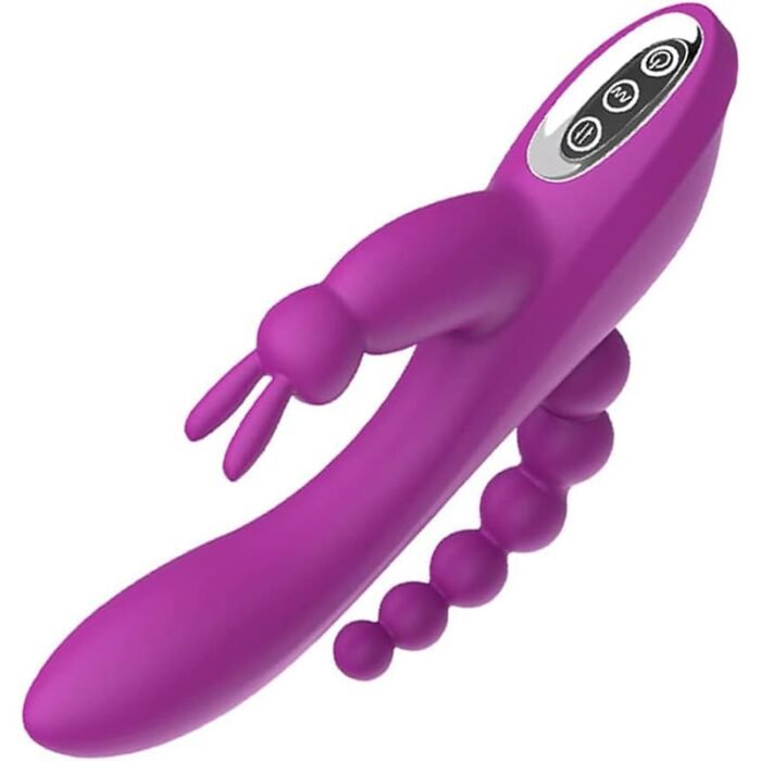 Lovesvibe 3-in-1 Rabbit Vibrator für Frauen mit 7 Vibrationsmodi G-Punkt Vibrator mit Analkugeln