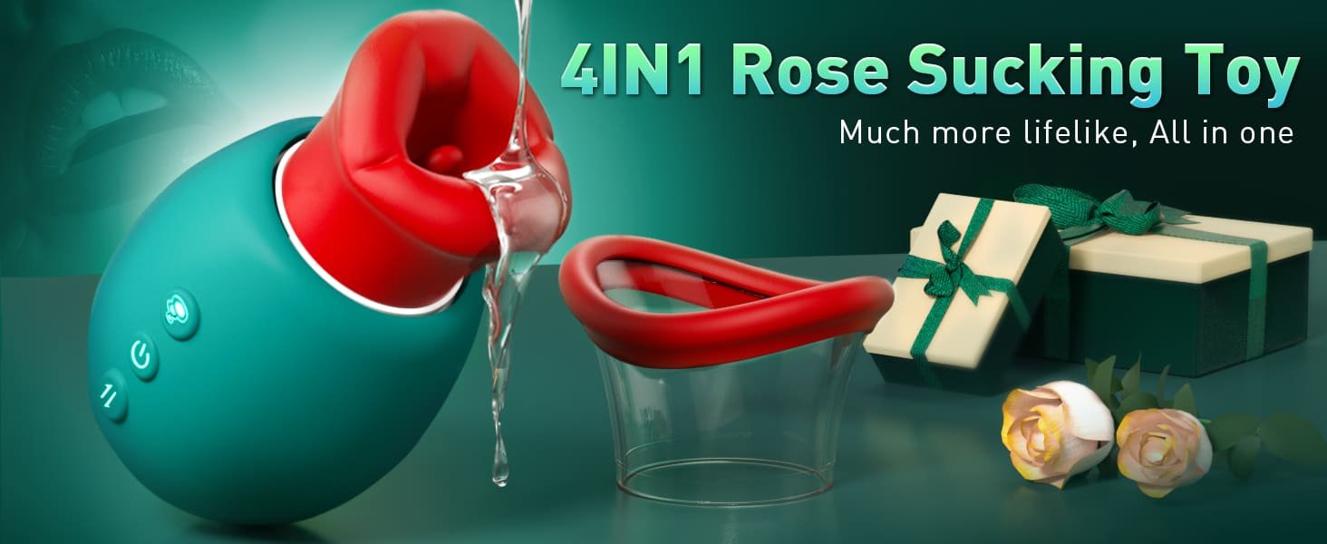 Lovesvibe 4-in-1 Rose Zungen Klitoris Sauger mit 10 Zungenlecken 10 Vibrationmodi Sex Spielzeug für die Frau