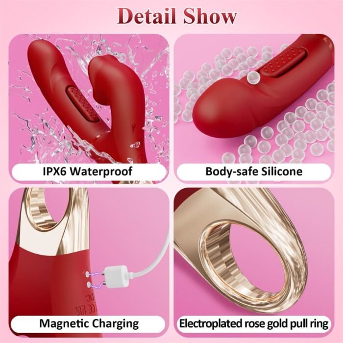 Lovesvibe G Punkt Vibrator Dildo Sexspielzeug mit 7 Schlag- und 5 Beiß-Vibrationsmodi 3-in-1 Rose Zungenvibrator