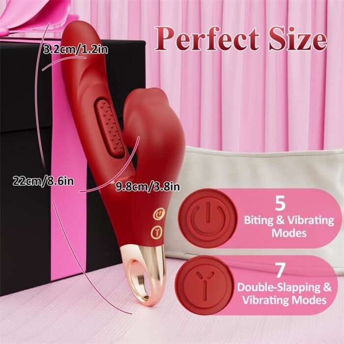 Lovesvibe G Punkt Vibrator Dildo Sexspielzeug mit 7 Schlag- und 5 Beiß-Vibrationsmodi 3-in-1 Rose Zungenvibrator