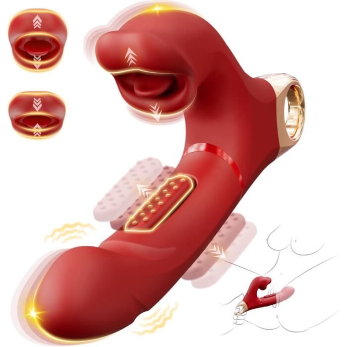 Lovesvibe G Punkt Vibrator Dildo Sexspielzeug mit 7 Schlag- und 5 Beiß-Vibrationsmodi 3-in-1 Rose Zungenvibrator