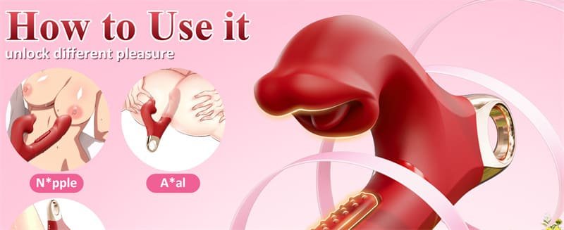 Lovesvibe G Punkt Vibrator Dildo Sexspielzeug mit 7 Schlag- und 5 Beiß-Vibrationsmodi 3-in-1 Rose Zungenvibrator