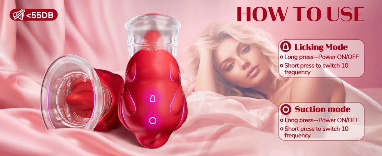 Sauger Vibrator Sex Spielzeug für die Frau mit 10 Zungelecken&Vibrationsmodi