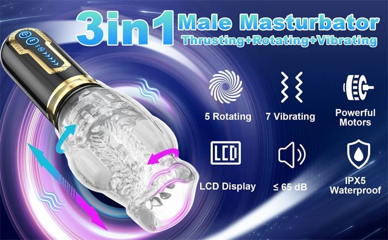 The Male Rose Gawk Gawk 3000 Pro Masturbator 5 Stoß Rotations und 7 Vibrationsmodi Spielzeug für die Männer