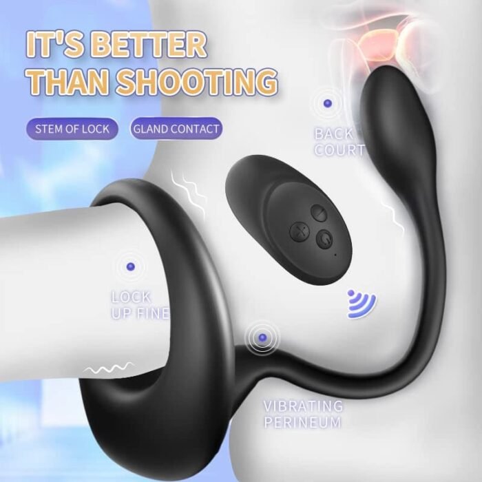 3 In 1 Penisring Vibrator mit Doppelmotor und 10 Modi und Analplug Sex Spielzeug für die Männer Penishülle